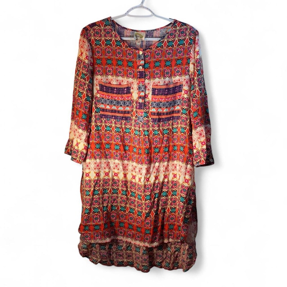 Fig And Flower Multicolor Patterned Midi Dress - image 1